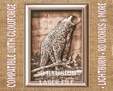 Roaring bear 3d illusion & laser-ready files - 3DWave.us